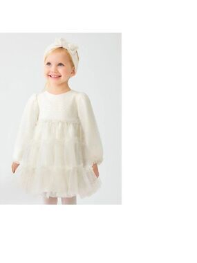 Abel & Lula Plumeti Cream Dot Tulle Dress Cream Baby Toddler 36M